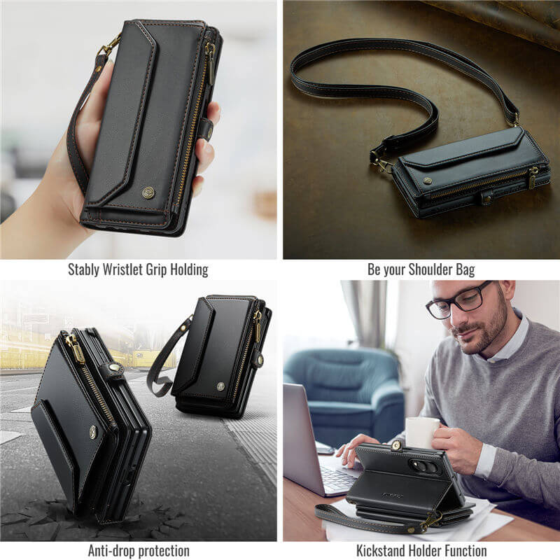 CaseMe Samsung Galaxy Z Fold8 RFID Wallet Case with Crossbody Strap
