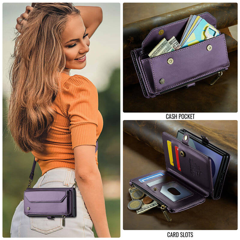 CaseMe Samsung Galaxy Z Fold8 RFID Wallet Case with Crossbody Strap
