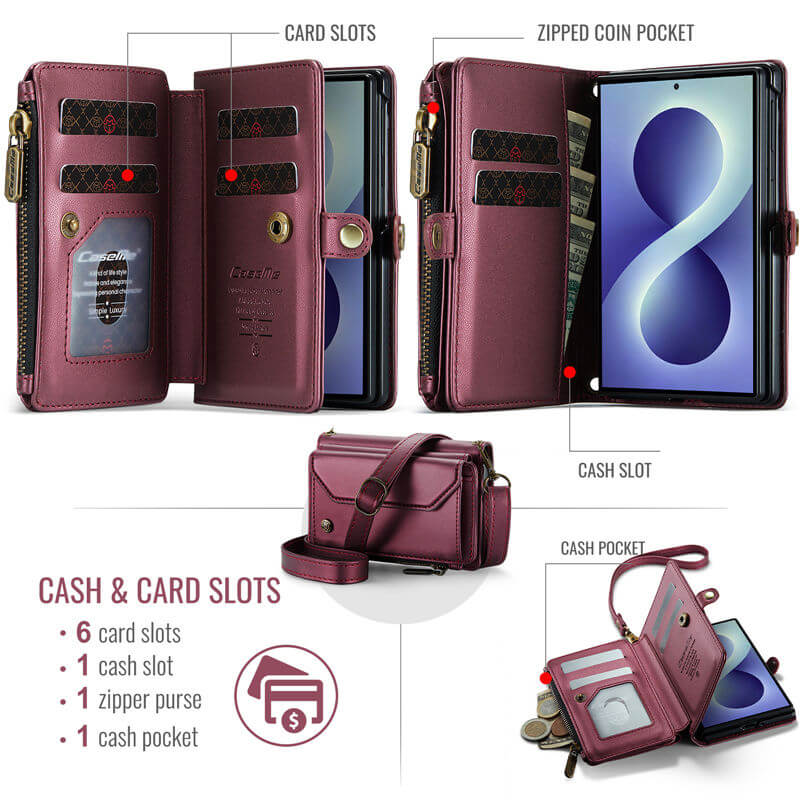 CaseMe Samsung Galaxy Z Fold8 RFID Wallet Case with Crossbody Strap