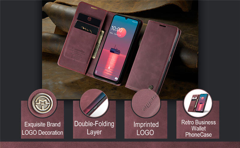 CaseMe Samsung Galaxy A08 Suede Leather Wallet Case