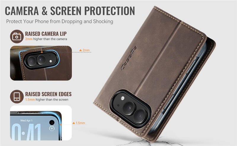 CaseMe iPhone Duo Suede Leather Wallet Case