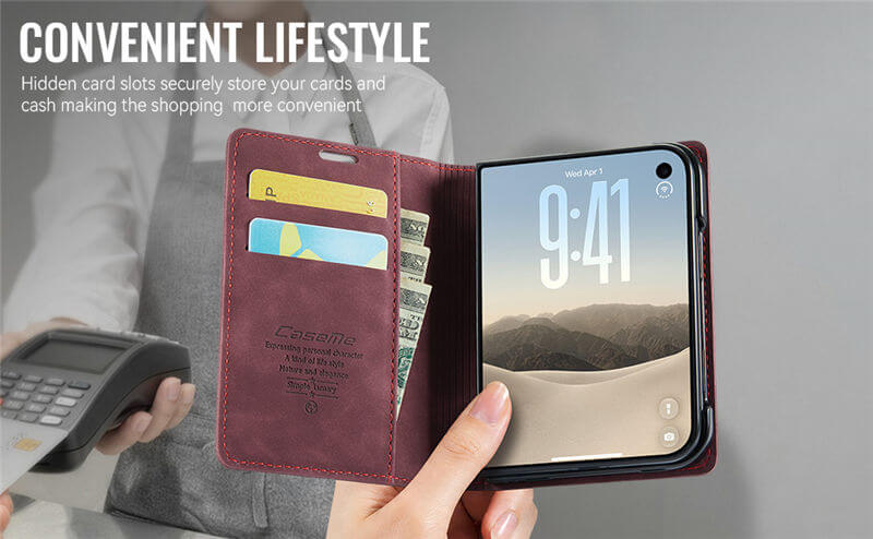CaseMe iPhone Duo Suede Leather Wallet Case