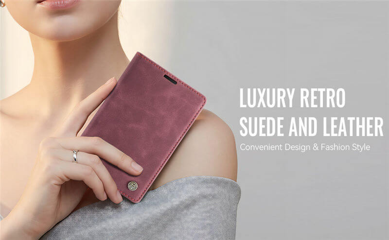 CaseMe iPhone Duo Suede Leather Wallet Case